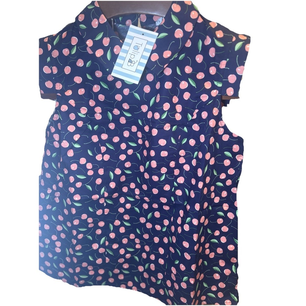 Tulip B Small  Short Sleeve ‎ maraschino-cherry Print  Novelty Vintage Inspire - Picture 6 of 14